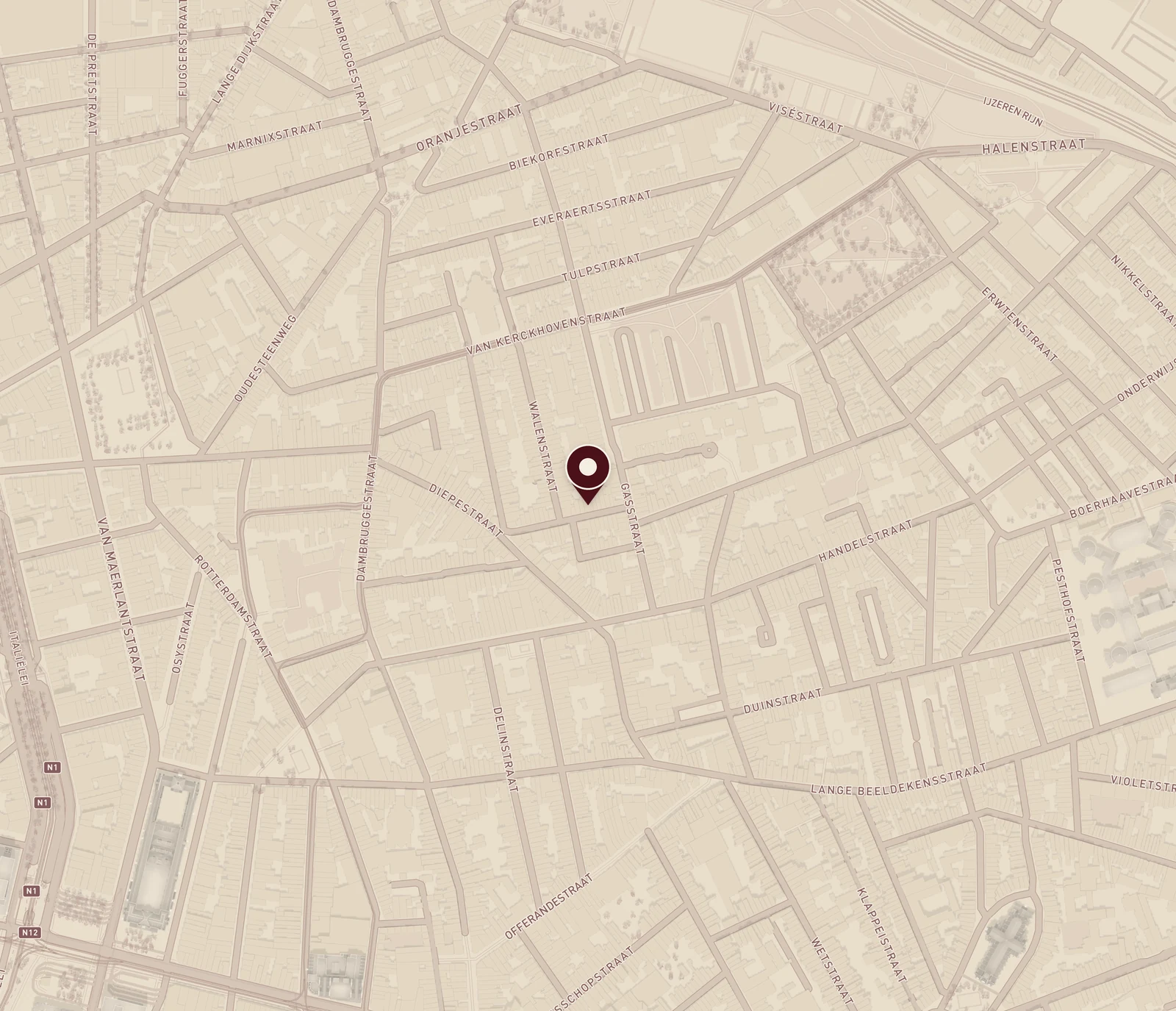 Kaart met de ligging van Work of Co aan de Lange van Sterbeeckstraat 27 in Antwerpen